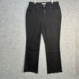 Indigo Thread Women’s 10 Black Straight Leg High-Rise Raw Hem Jeans Casual New